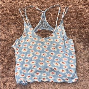 Flowered blue tank top